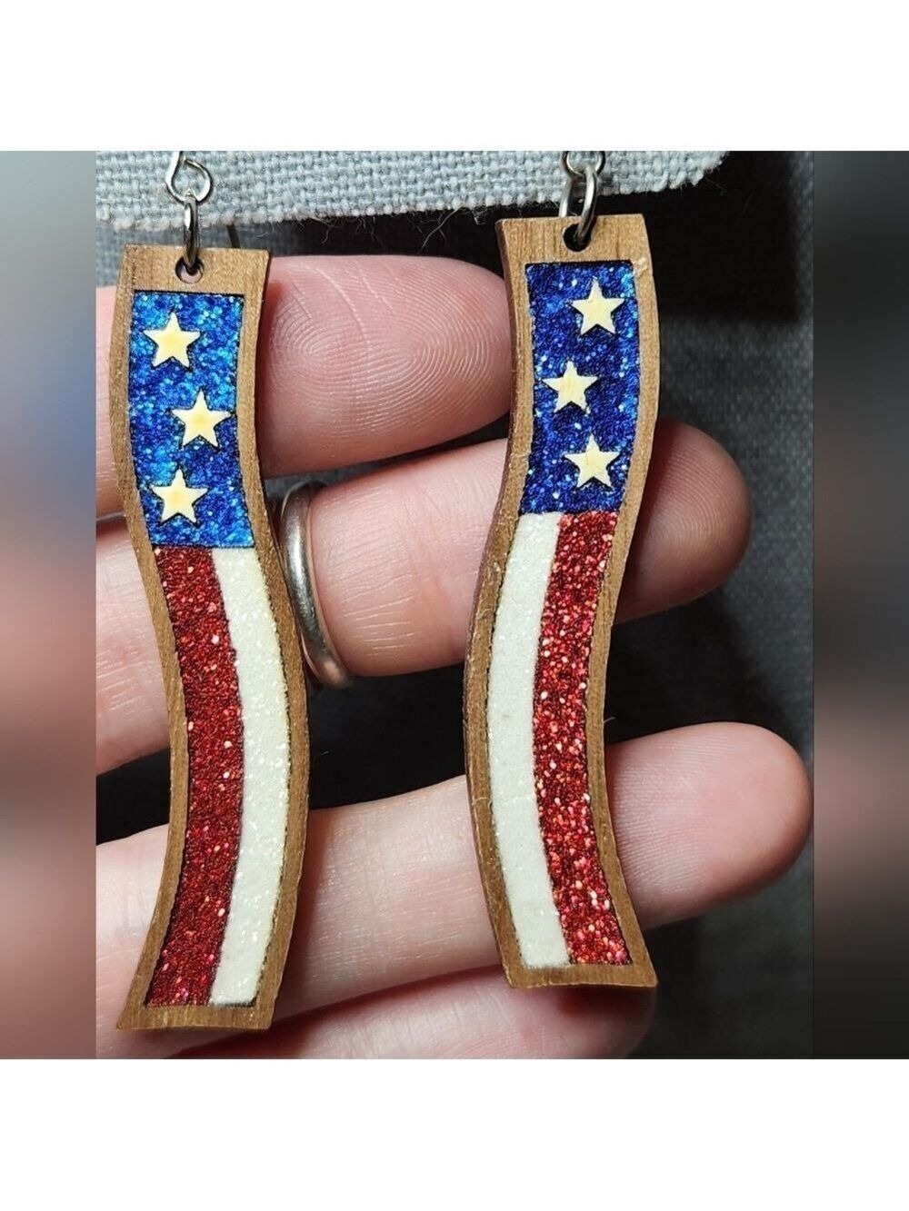 American flag earrings by Jamielizabeth - Picture 3 of 4
